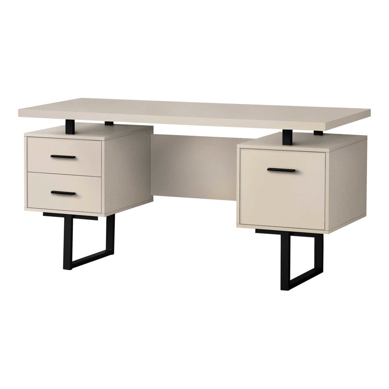 Bureau de 60 po pour une utilisation efficace - stratifié beige, métal noir, rangement pratique pour salle d'étude