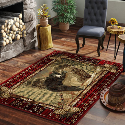 Tapis beige / rouge Pesce