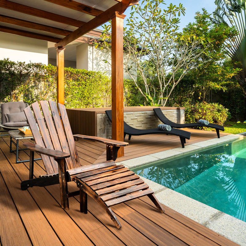 Chaise longue en bois avec - brun rustique robuste avec utilisation extérieure