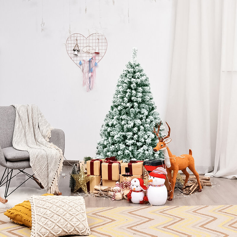 Arbre de Noël floqué avec lumières