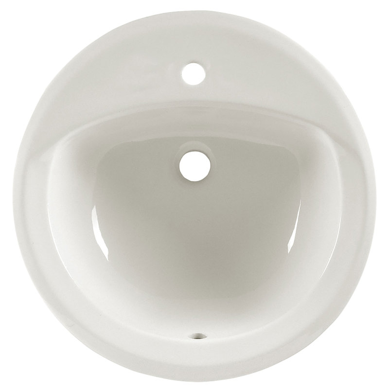 American Standard Rondalyn 19.125'' Ceramic Circular Bathroom Sink with Overflow, Bone, Single