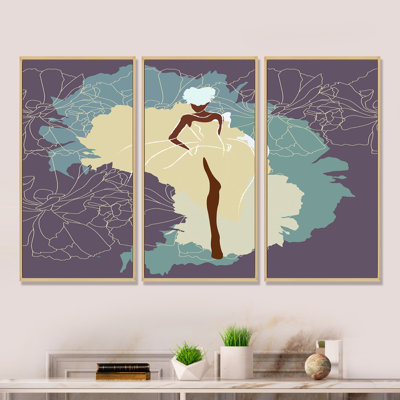Femme afro-américaine dans une magnifique robe de mariée - reproduction sur toile flottante 3 pièces