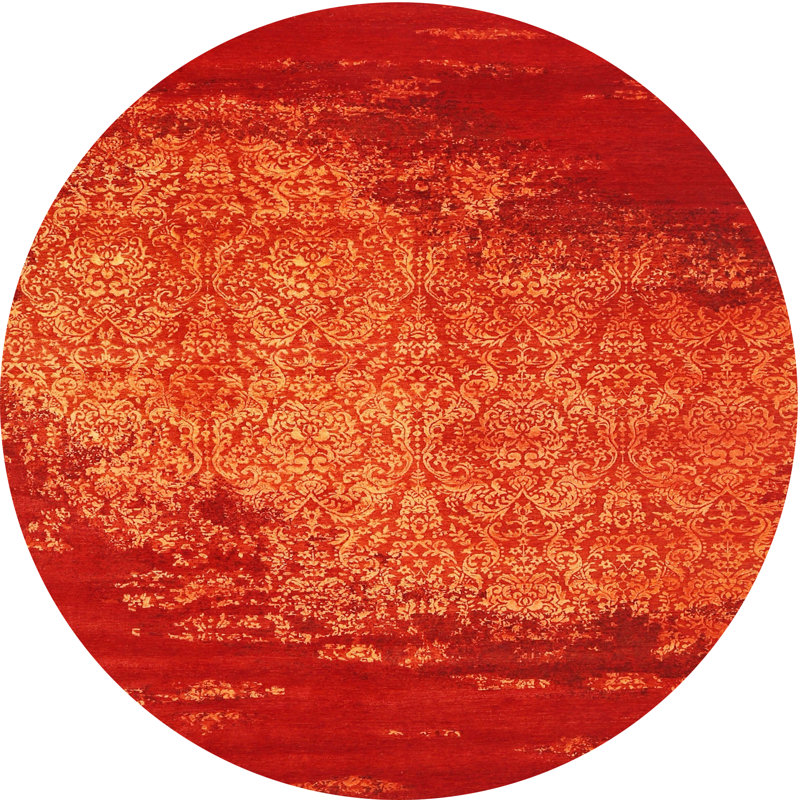 Tapis contemporain rouge / jaune Rosa, Rond 8 pi