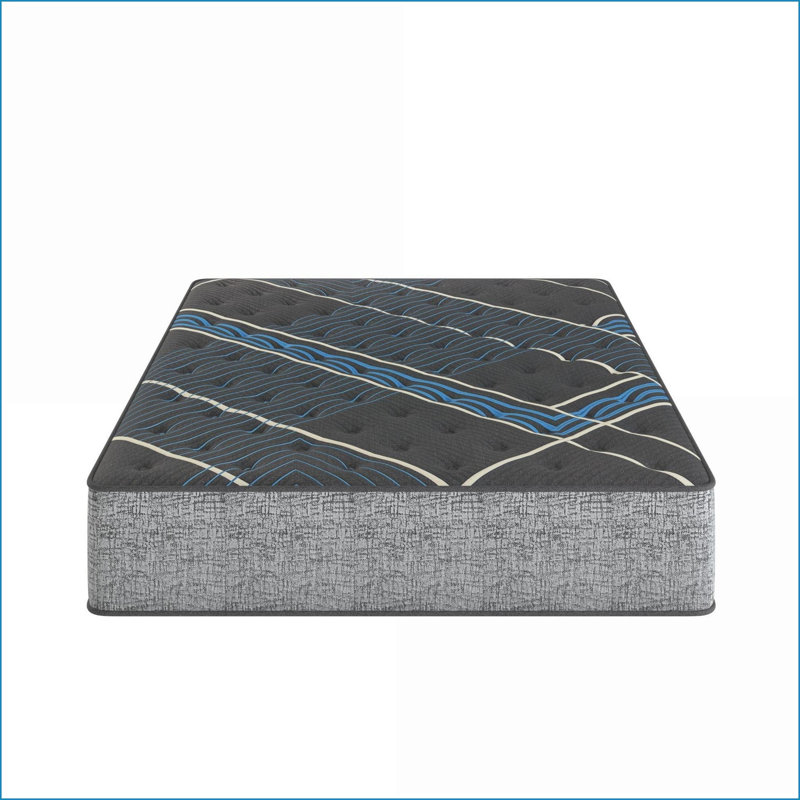 Matelas, matelas hybride simple TG de 14 po Restonic, confort moyen avec refroidissement & amp; Ressorts ensachés | Mousse | Gris clair + bleu ciel