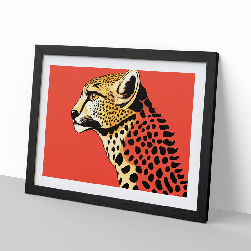 Illuminated Cheetah - Single Picture Frame Print, 46cm H x 64cm W x 2cm D, Black