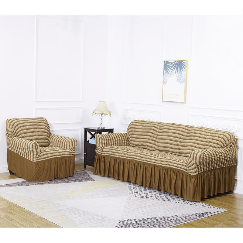 Box Cushion Sofa Slipcover, Brown, 40" H x 55" W x 90" D