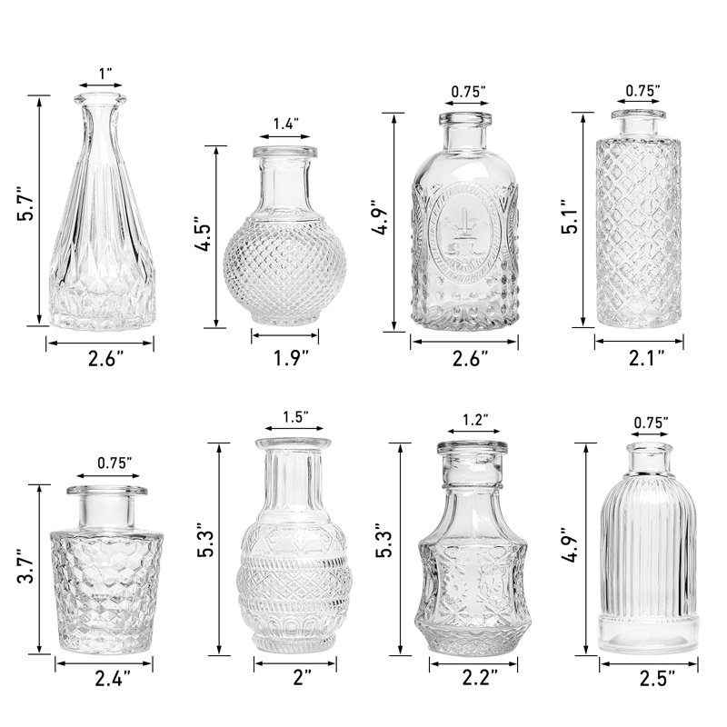 Ensemble de 8 vases transparents 8 pièces