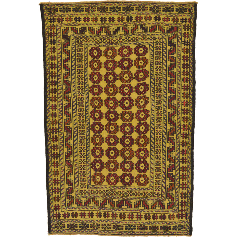 Tapis de zone en laine brun/beige 4 pi x 6 po à la main one-of-kind noué la Warminster