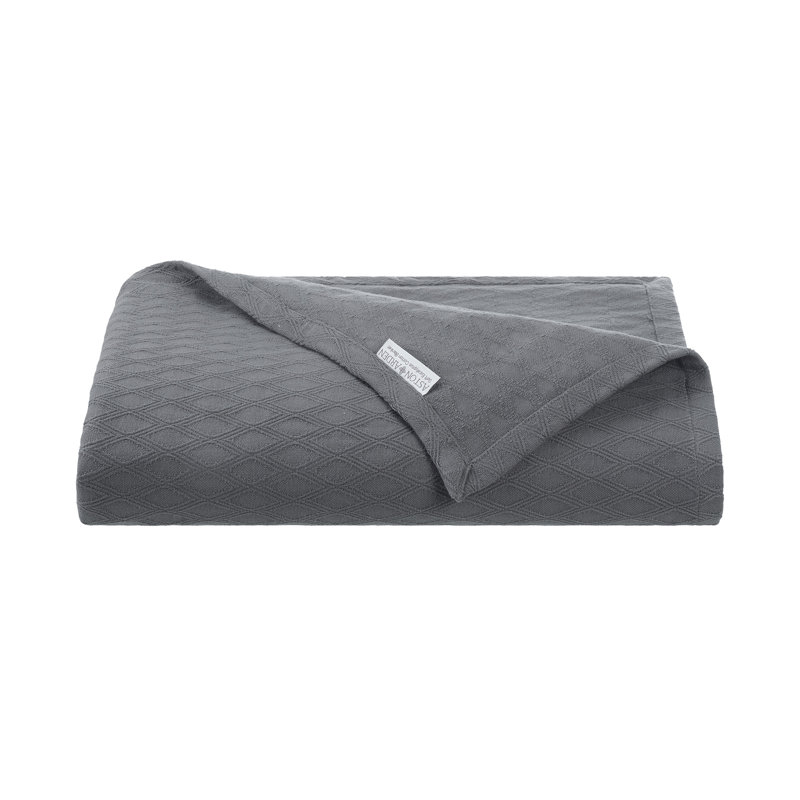 Couverture en mélange de coton eucalyptus, Simple, Gris foncé