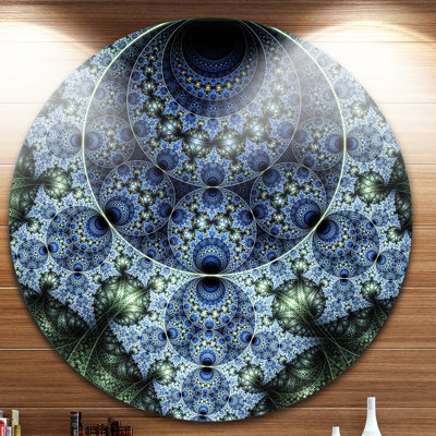 «Blue and Green Spiral Fractal Art», impression sur métal