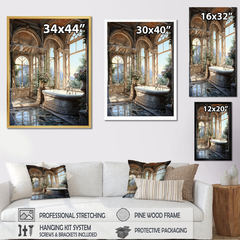 Damante " Bathroom Classic Marble I ", Wrapped Canvas, 32" H x 16" W x 1" D