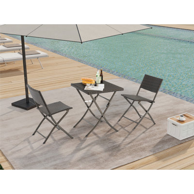 Shishir 2 - Person Wicker Patio Dining Set with Square Table
