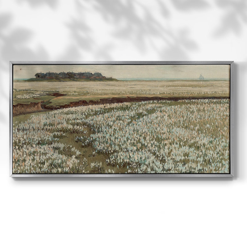 Paysage, série DC DCXIX, toile tendue avec châssis, prête à être accrochée, H 17 po x l 33 po, Argent argent