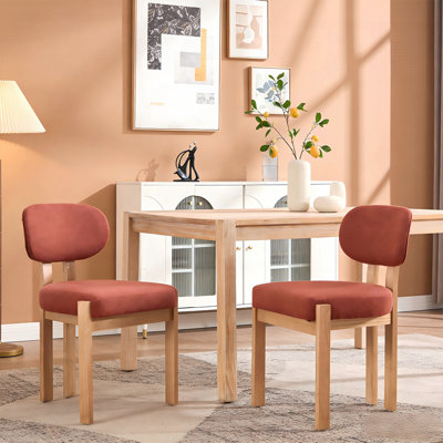 Ensemble de 2 chaises de salle à manger élégantes en bois, revêtues de tissu moderne, parfaites pour les petits espaces et les cuisines de style campagnard