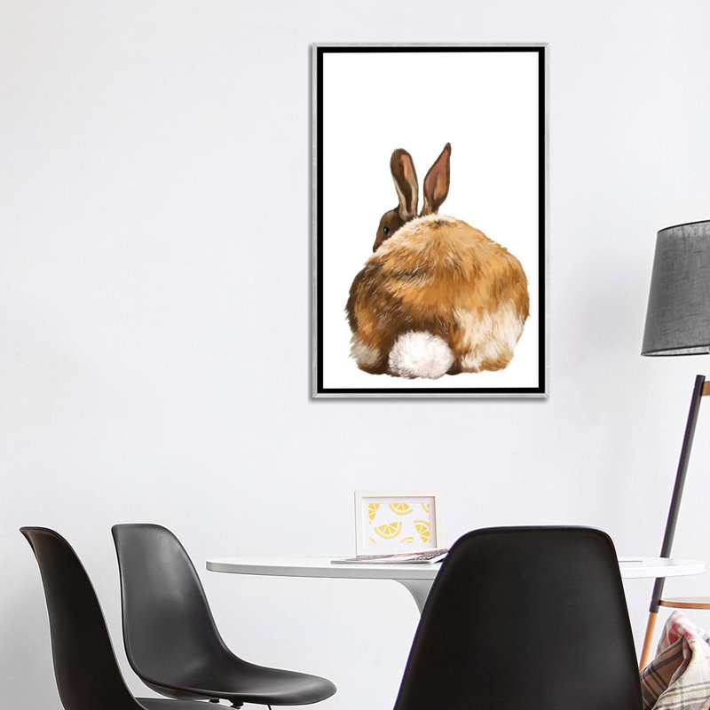 Art de lapin, H 60 po x l 40po x P 1,5 po, Toile avec cadre argenté