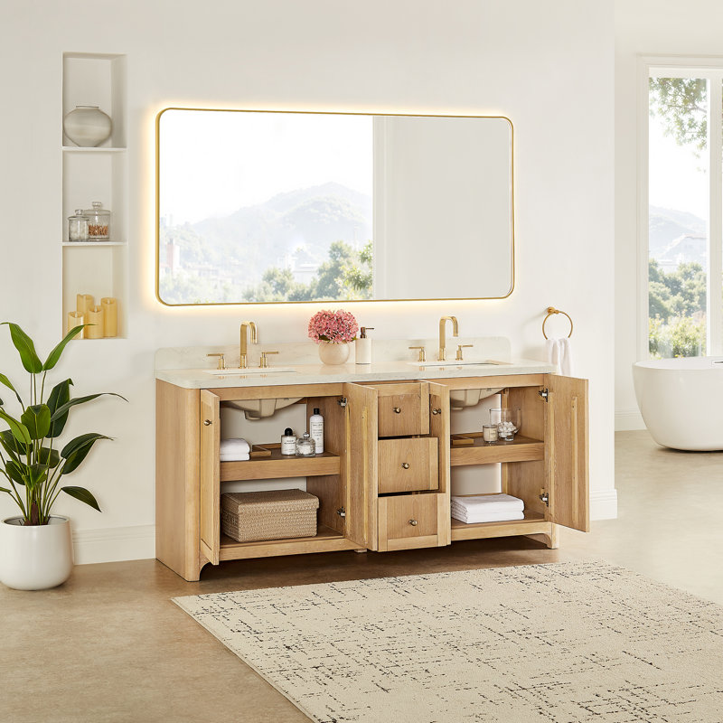 Meuble-lavabo double 72 po en chêne brossé Milner, 72"