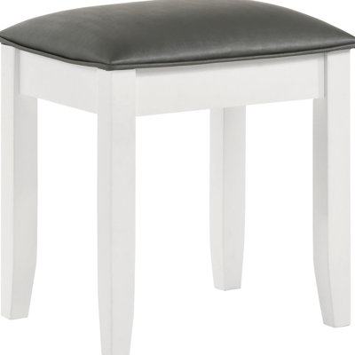 Tabouret de coiffeuse blanc brillant avec siège rembourré doux et relaxant pour mobilier de chambre à coucher