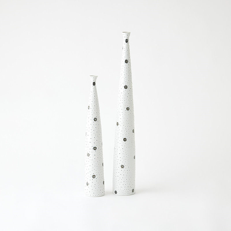 Spotted Handmade Porcelain Table Vase, 20.5" H x 3.25" W x 3.25" D