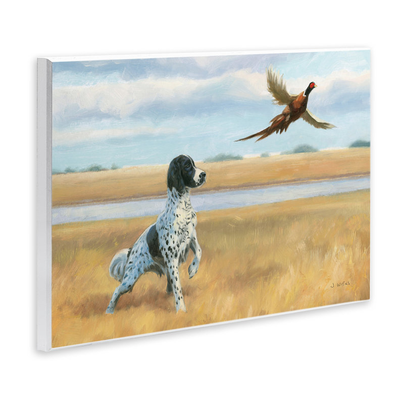 «Pointer Dog And Pheasant On MDF» par James Wiens, H 10 po x l 15 po x P 0,5 po