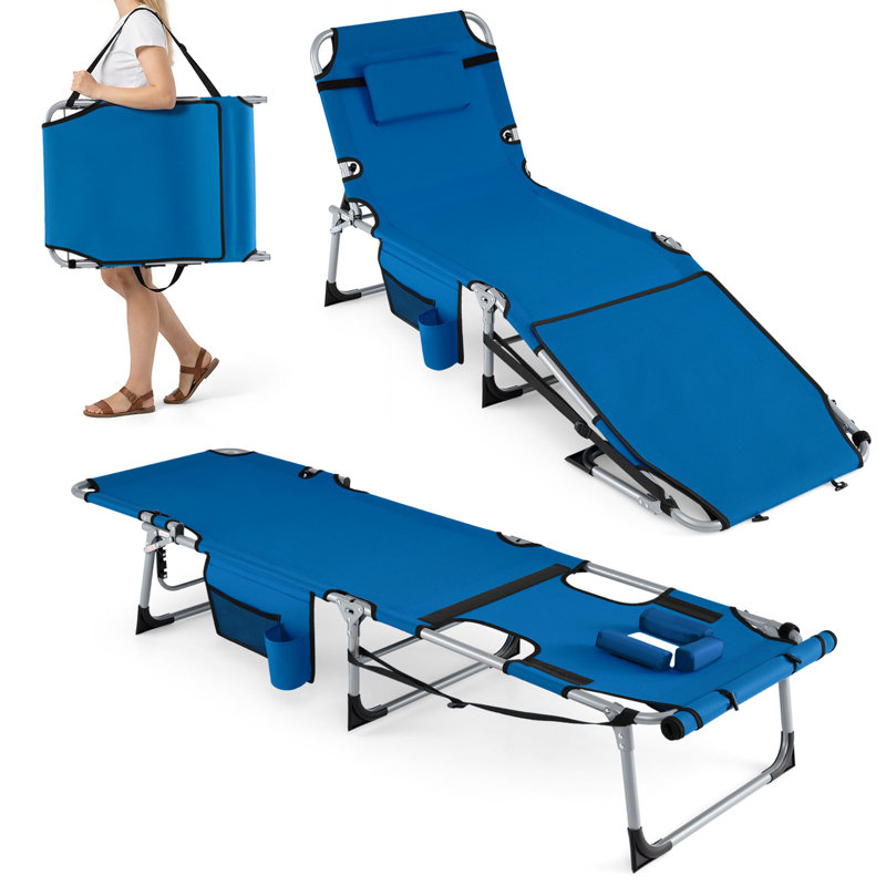 Chaise longue d'extérieur en métal, Bleu
