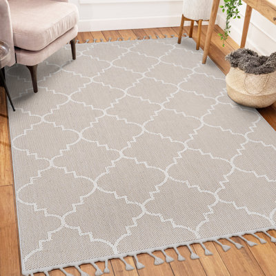 Tapis intérieur / extérieur ivoire / treillis 5 x 7 LOOM & LUXE Collection