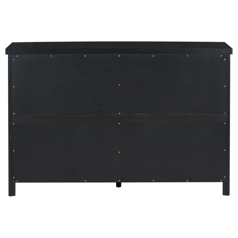 Buffet de rangement à 4 portes avec tablettes réglables et poignées rétro Atimon, rangement spacieux, pieds en pin, pour le salon, le bureau et le vestibule