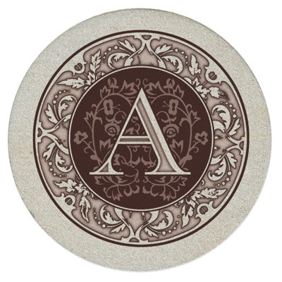 Monogram Letter 4-Pack Natural Sandstone Coasters