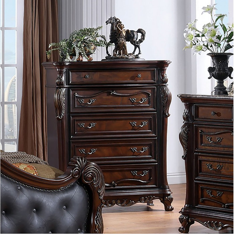 Granntam 5 Drawer Chest, Dark Cherry
