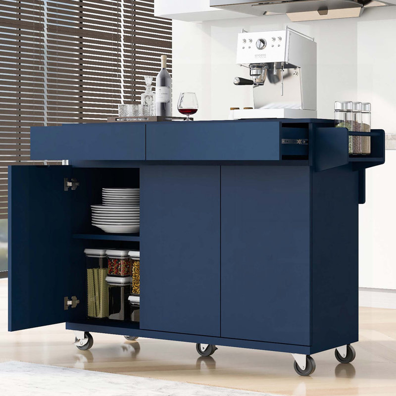 Versatile Kitchen Island with Multiple Storage Options and Mobility Features