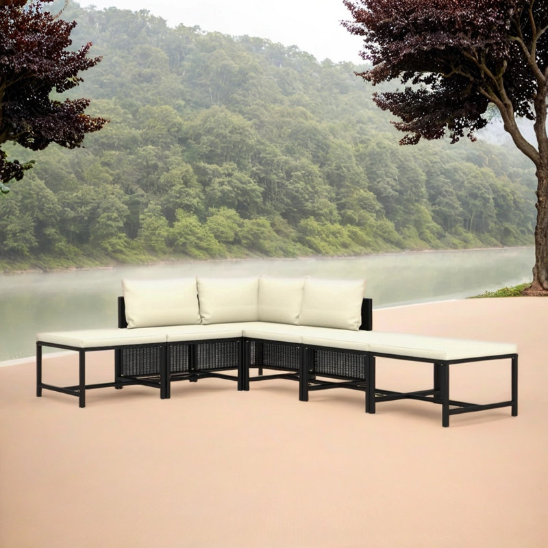 Ensemble modulaire de patio de 23,6 po de large avec coussins Ristro, Noir, Blanc