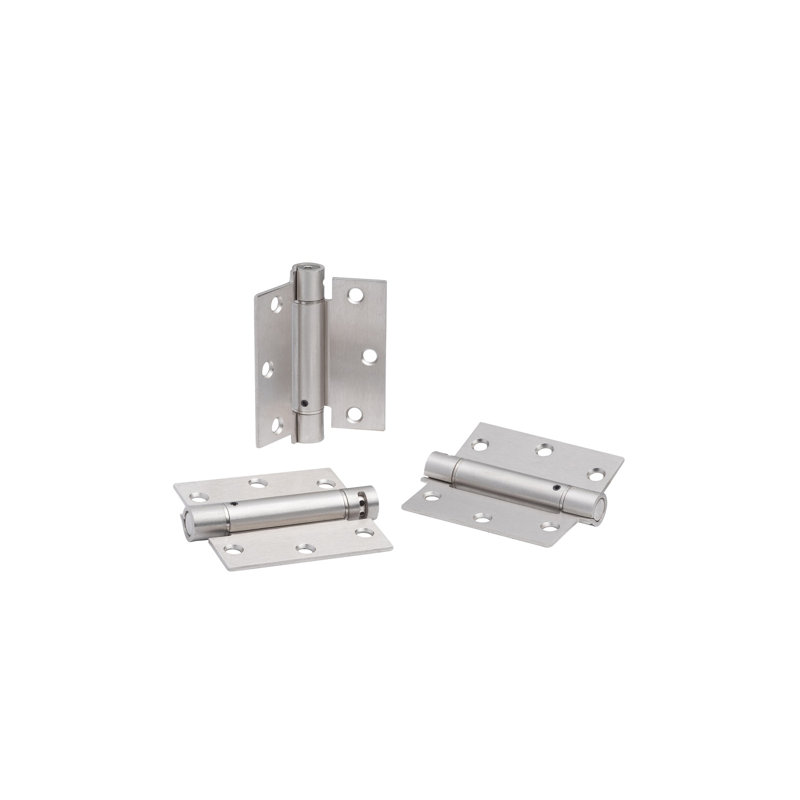 3.5 in. x 3.5 in. Satin Nickel Full Mortise Spring Squared Hinge with Non-Removable Pin - Set of 3
