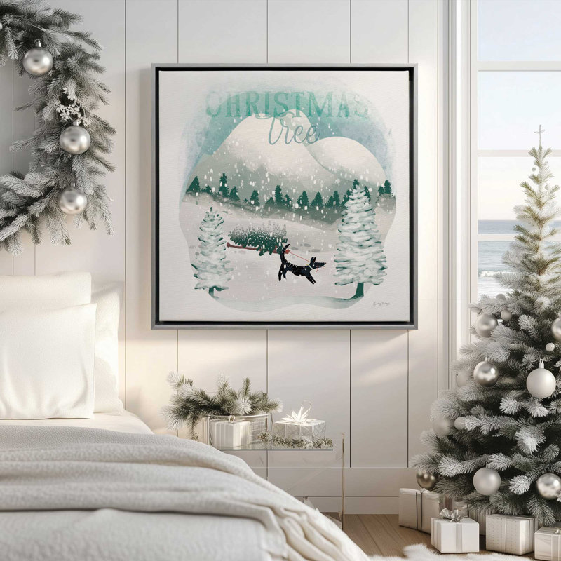 «Christmas Fun in Snow IV», reproduction sur toile, Cadre doré, H 12,75 po x l 12,75 po x P 1,75 po