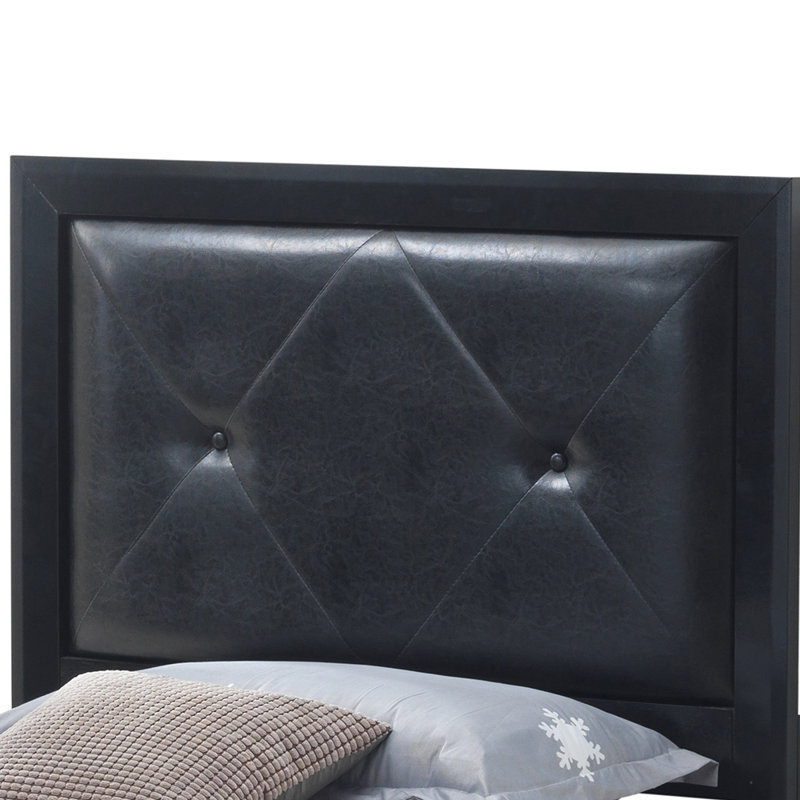 Chataignier Vegan Leather Standard Bed, Twin, Black