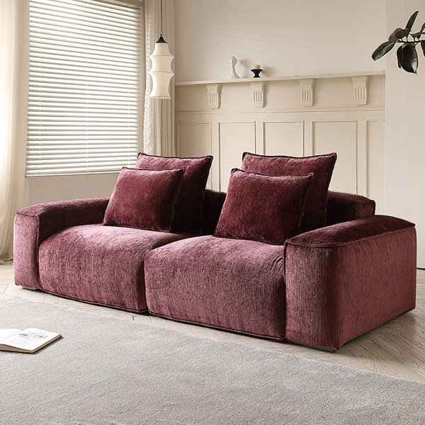 Tofu block straight fabric sofa modern and simple, 37.40" H x 98.42" W x 42.51" D, 3