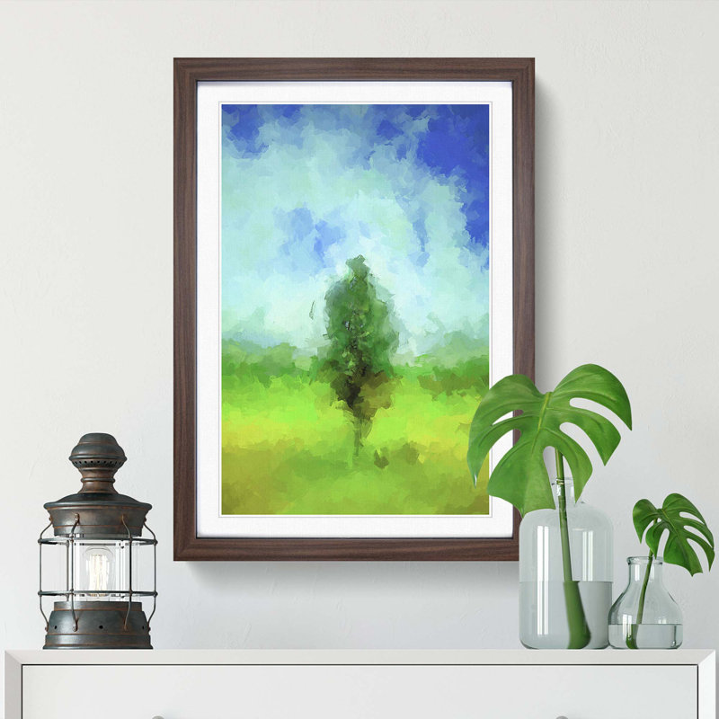 Isolated Tree in Abstract - Framed Print, 48cm H x 36cm W x 2cm D, Walnut Framed