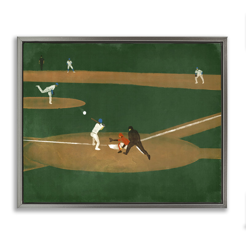 «Baseball Field View», encadré doré sur toile flottante par Daphne Polselli, H 25 po x l 31 po, Cadre flottant gris lustré