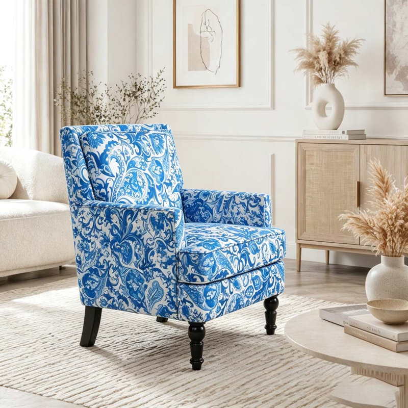 Chaise d'appoint rembourrée, Blue and White Stripes
