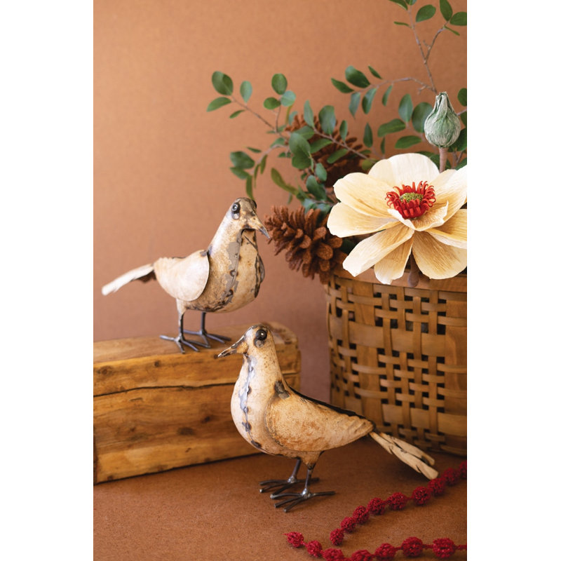  Ensemble de 2 statues de pigeon en métal de style rétro - ensemble de deux - L 13 po