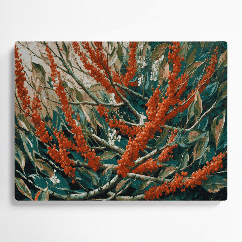 Botanique Rowan, art mural en métal gris, H 12 po x l 18 po