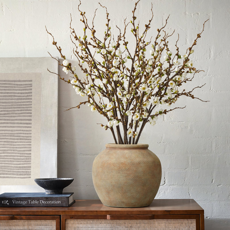 Vase rond en terre cuite 10 "avec des tons de terre naturels