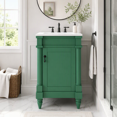 Meuble-lavabo compact avec lavabo, portes à fermeture douce et tablette réglable