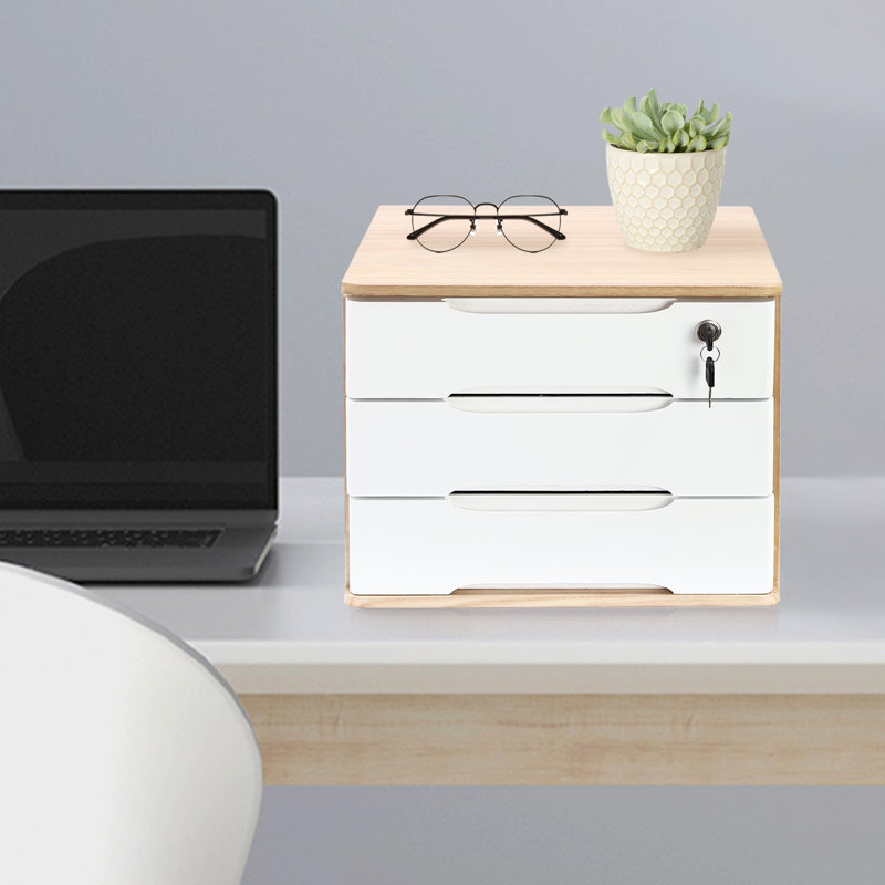 Villeroy Solid Wood Desk Organizer, White/Beige