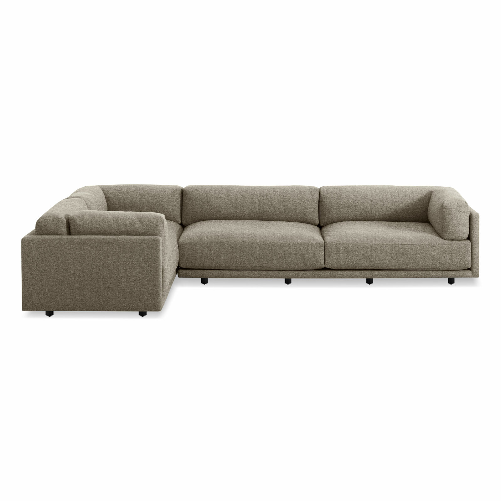 Sunday Upholstered L-Sectional, Right Hand Facing, Sanford Black Crossweave
