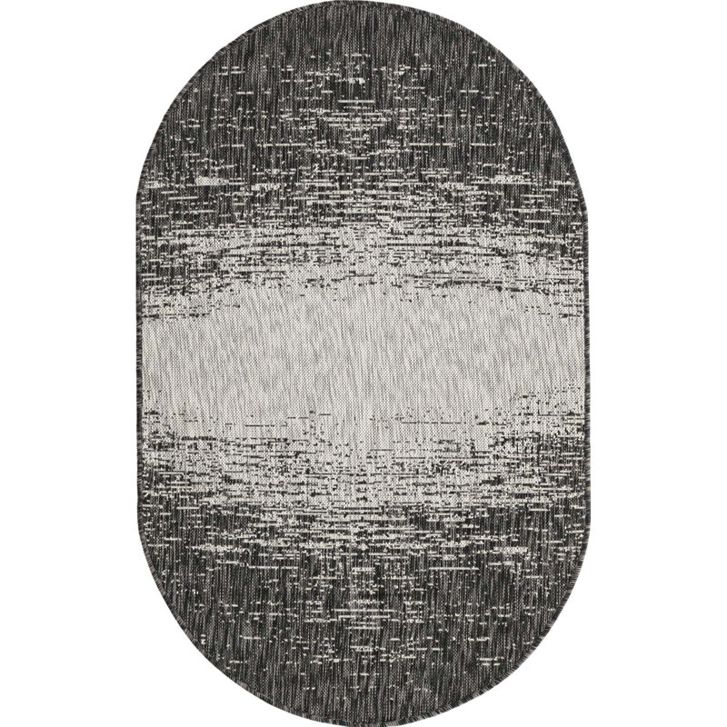 Pindall Charcoal Gray/Gray Indoor/Outdoor Rug, Oval 3'3" x 5'3"