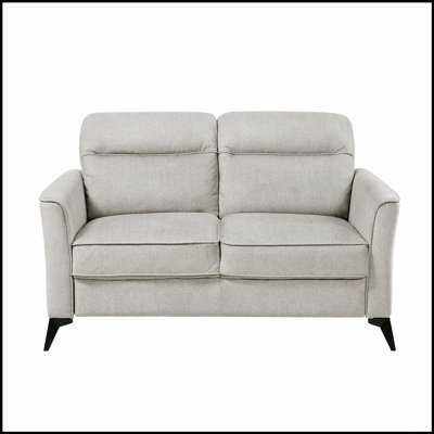 Modern Living Room Loveseat With Tan Microfiber Upholstery, Comfortable Cushioning, And Black Metal Legs For Contemporary Spaces