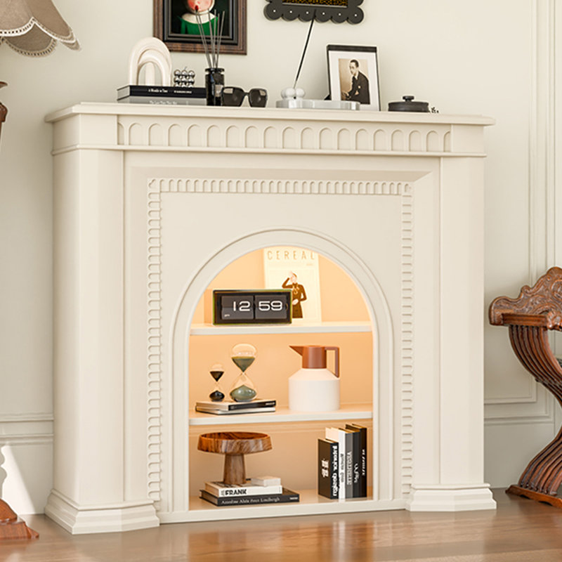 Foyer électrique blanc en bois manufacturé, H 39,37 po x l 39,37 po x P 12,6 po