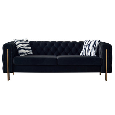 Cedro 84.25'' Velvet Rolled Arms Chesterfield Sofa -  Mercer41, 782C615584FA4A68804363FE23A39E4B