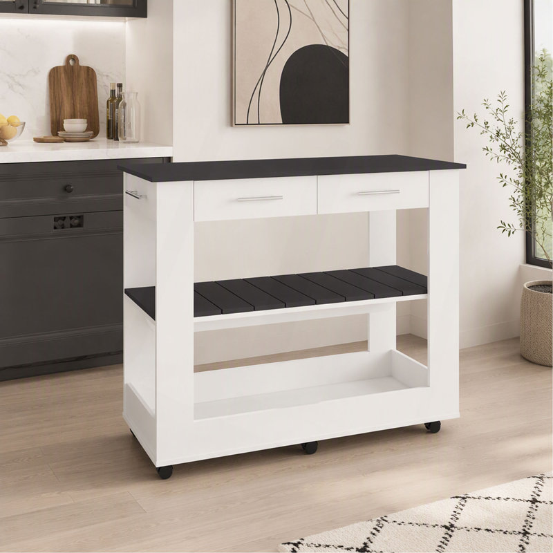 Îlot de cuisine avec rangement ouvert et 3 tablettes