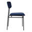 Chaise d'appoint à dossier ouvert en velours bleu et noir