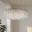 Lustre en cristal clair pour salon de luxe en fer chromé + DEL en cristal transparent tricolore